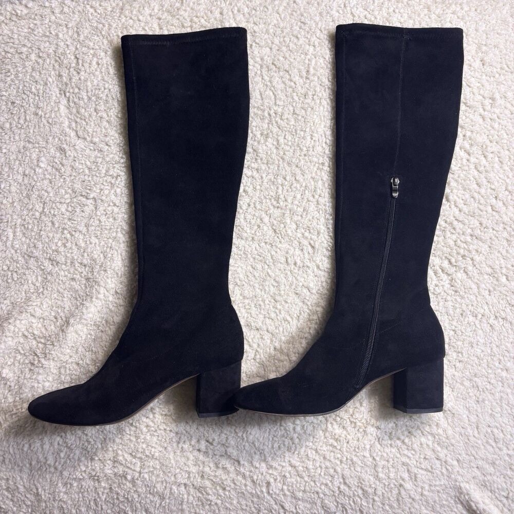 Anthropologie Silent D Kitten Heel Knee High Boots Sz 7 (38) Black